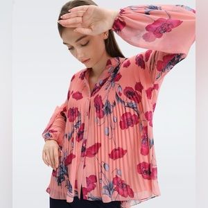 DIANE VON FURSTENBERG Nate Floral Blouse In Poppy Soft Pink
